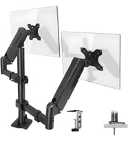 17–32 İnç Amortisörlü Çiftli Pivot Monitör Kolu, Gazlı Yaylı, 2–9 Kg, Çift Montaj Seçeneği Sıkıştırma ve Vidalama, 360° Döner, VESA Uyumlu Stant, M01, Siyah