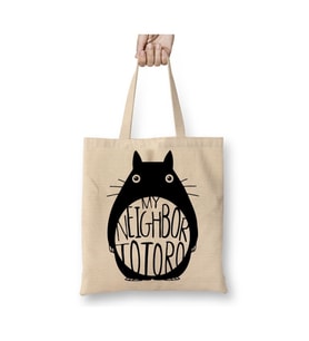 Meu Amigo Totoro Beyaz Bez Çanta Uzun Saplı Alışveriş Çantası Plaj Çantası