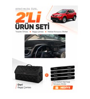 e-biz TOYOTA RAV4 (2013-2018) Uyumlu Torpido Örtüsü + Deri Bagaj Çantası Seti - Siyah - TO023