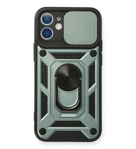 iPhone 11 Kılıf Pars Lens Yüzüklü Silikon - Yeşil