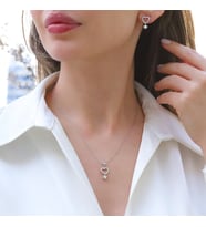 Kalpli Zirkon Taşlı Gümüş Set