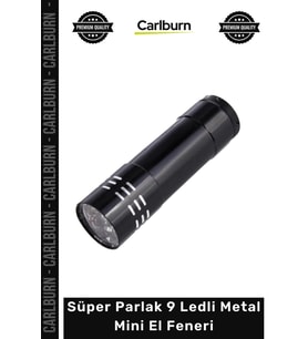 #ElFeneri Kaliteli Alüminyum Gövdeli Güçlü Zenon Işıklı Süper Parlak 9 Ledli Metal Mini El Feneri