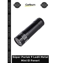 #ElFeneri Kaliteli Alüminyum Gövdeli Güçlü Zenon Işıklı Süper Parlak 9 Ledli Metal Mini El Feneri