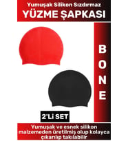 Özel Üretim Su Geçirmez Elastik Yumuşak Yüzücü Havuz Deniz Yüzme Şapkası Silikon Bone 2'Li SET