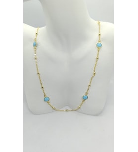 Mare Gold Renk Turkuaz Taşlı Kolye (48+5 cm)