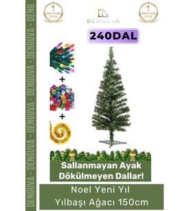 #YılbaşıAğacı Kaliteli Dekoratif Lüks Yılbaşı Çam Ağacı Sık Yapraklı Yeşil Noel Paket 150 Cm 240 Dal