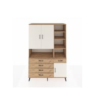 Hyperion Dolap 8 Raflı 5 Çekmeceli 3 Kapaklı 132x44x195 Çam-Aytaşı/Çam