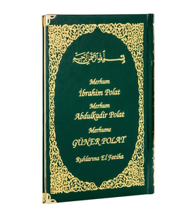 50 ADET - İsim Baskılı Ciltli Yasin Kitabı - Orta Boy - 128 Sayfa - Yeşil Renk - Cemiyet Hediyeliği
