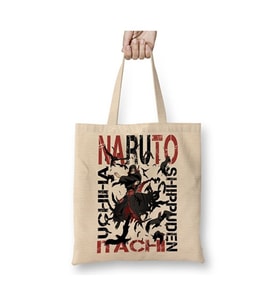 Naruto Itachi Uchiha Akatsuki Bez Çanta Uzun Saplı Alışveriş Çantası Plaj Çantası (Beyaz)