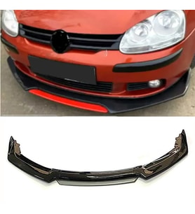 Vw Golf Mk6 Gri Renkli Şeritli Dilli Ön Lip 4 Prç Parlak Siyah ABS