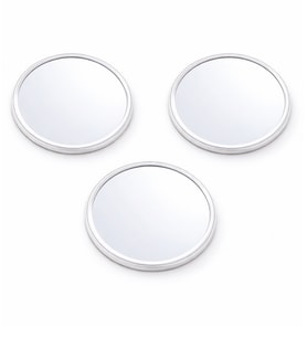 3 Adet Taşnabilir Mini Ayna - Yuvarlak Ayna 6.8cm Çap - Arkası Süpriz Emojili