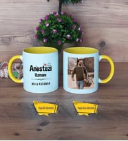 Anestezi Uzmanı Kupa Bardak Sarı Fotoğraflı Tıp Bayramı Hediyesi