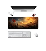 SonicTouch Klavye Mousepad 40x90cm Dikişsiz Pürüzsüz Sıvı Geçirmez Kaymaz Taban Kozmik Flora
