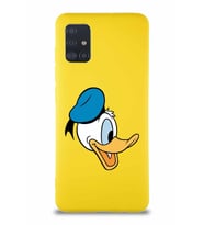 Samsung Galaxy A51 Soft Premier Kapak Donald Duck-F Tasarımlı Silikon Kılıf - Sarı (Şeffaf)