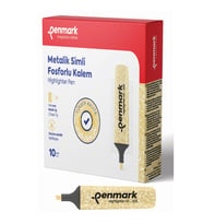 Penmark Fosforlu Kalem Metalik Simli Gold 1-5 MM Kesik Uçlu İşaretleme Kalemi (10 Lu Paket)