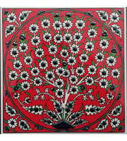 Armada Çini 20x20 Cm ED 329 Kırmızı Hayat Ağacı Eldekoru Çini karo