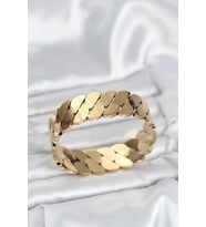 316L Çelik Gold Renk Ezme Zincir Model Kadın Kelepçe Bileklik - TJ-BB8074