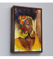 Çerçeveli Afro Amerikalı Güzel Kadın Duvar Tablosu (Siyah)
