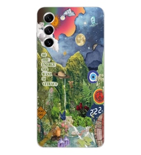 Samsung Galaxy S21 FE Uyumlu Doğa Kolaj Aesthetic Tasarımlı Şeffaf Telefon Kılıfı