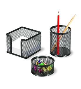 TEMAT MASAÜSTÜ METAL FİLE 3 LÜ SET KALEMLİK + KÜP NOTLUK + ATAÇLIK