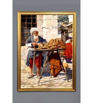 Simit Satan Adam Desenli Dijital Baskılı Kadife Kumaş Çerçeveli Tablo TBL0016 (Çok Renkli)