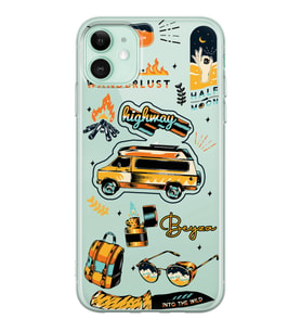 Apple Vintage Sticker Tasarımlı Şeffaf Telefon Kılıfı