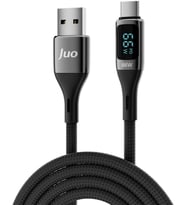 66W Dijital Led Ekranlı Örgülü USB-A to USB Type-C Hızlı Şarj ve Data Kablosu 1 Metre
