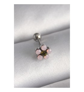 316L Çelik Gümüş Renk Zirkon Taşlı Çiçek Tragus Piercing - TJ-PR1277 TG-V 7572