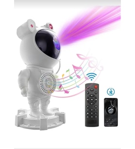 astoronot gece lambası bluetooth hoparlör galaxy gökyüzü yansıtma kumandalı (Sıcak Beyaz)