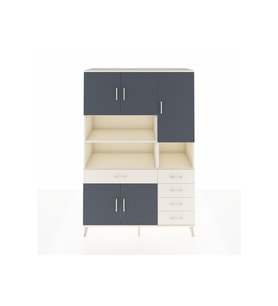 Hyperion Dolap 9 Raflı 5 Çekmeceli 5 Kapaklı 132x44x195 Aytaşı-Antrasit/Aytaşı