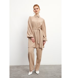 Leora Tunik Pantolon Takım - Bej