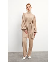 Leora Tunik Pantolon Takım - Bej