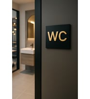 Wc Yönlendirme Tabelası 8,5x8,5 cm Mdf Üzeri Aynalı Pleksi (Siyah-Gold)
