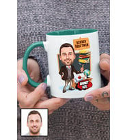 Erkek Rehber Öğretmene Hediye Karikatürlü Yeşil Kupa Bardak