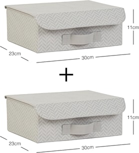 2'li Gri Balıksırtı Kapaklı Kutu Set 30 x 23 x 11 cm