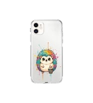 iPhone 11 ile Uyumlu Splash Kirpi Tasarımlı Şeffaf Silikon Kılıf