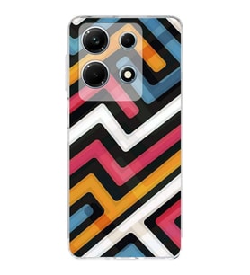 PrintiFy İnfinix Note 30 5G Uyumlu Kamera Korumalı Labirent Grafiti Tasarımlı Şeffaf Silikon Kılıf