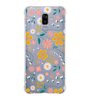 Samsung Galaxy J8 (2018)  Köşe Korumalı Antişok Kapak Çiçek Tasarımlı Şeffaf Silikon Kılıf