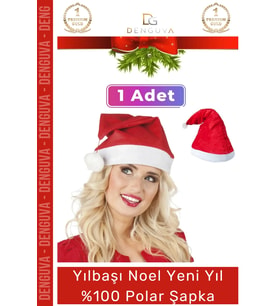 Yıkanabilir Ucu Ponponlu Çocuk Yetişkin Yılbaşı Noel Baba %100 Polar Şapka 1 Adet