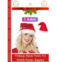 Yıkanabilir Ucu Ponponlu Çocuk Yetişkin Yılbaşı Noel Baba %100 Polar Şapka 1 Adet