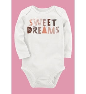 Organik Baskılı Pamuklu Unisex Bebek Body UZUNE230