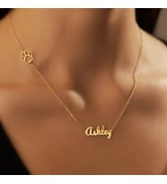 Kişiye Özel Yan Pati İsim Kolye 925K Gümüş (Gold)