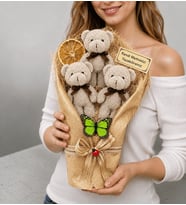 Kişiye Özel Yazılı Gri Peluş Ayıcıklı Büyük Boy Ayıcık Buketi Hediye