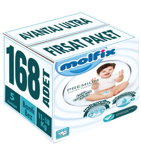 Molfix Premium Bebek Bezi Beden:5 (11-18KG) Junior 168 Adet Avantaj Ultra Fırsat Pk