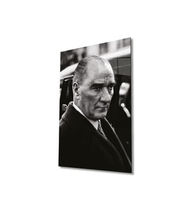 Atatürk Portre Cam Tablo Modern Ev Ofis Salon Hediyelik Büyük Tablo Duvar Dekoru (Çok Renkli)