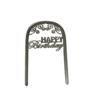 Happy Birthday Yazılı Çerçeveli Aynalı Pleksi Gümüş