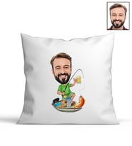 Kişiye Özel Balıkçı Tasarımlı Karikatür Yastık 39