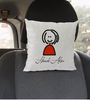 BK Gift Kişiye Özel İsimli Çöp Kadın Tasarımlı Kare Araç Koltuk Yastığı-1