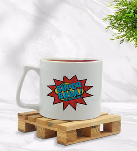 BK Gift Kişiye Özel Süper Baba Tasarımlı Middle Beyaz Kupa Bardak Model 2