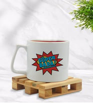 BK Gift Kişiye Özel Süper Baba Tasarımlı Middle Beyaz Kupa Bardak Model 2